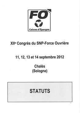 Les Statuts du SNP-FO branche des Caisses d’Epargne